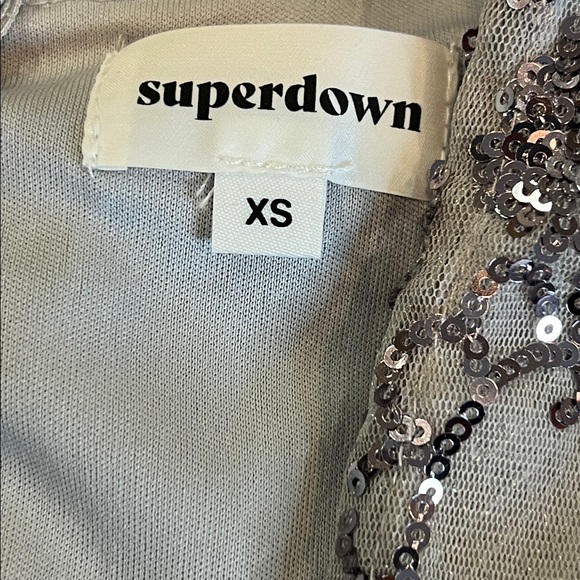 Superdown Jessica Deep V Mini Gunmetal Silver Sequin Dress XS New - Picture 2 of 8